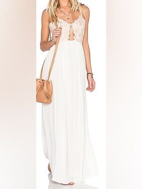 Tularosa Bryce Maxi Dress Pale Blush Lace Boho XS‎